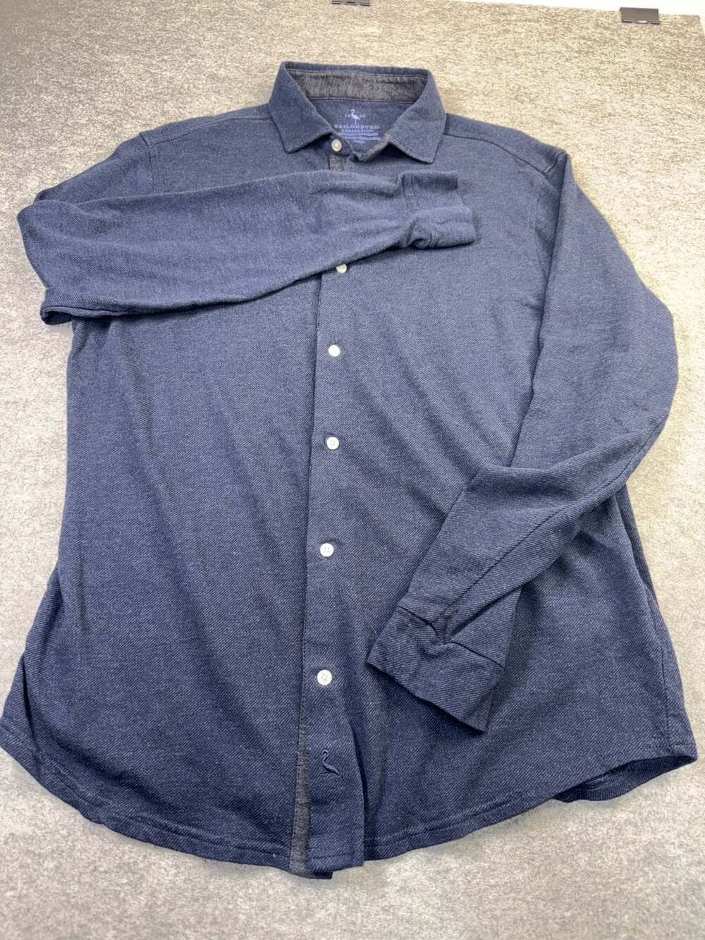 Tailorbyrd Collection Men's Blue 100% Cotton Long Sleeve Button-Up Shirt Size L